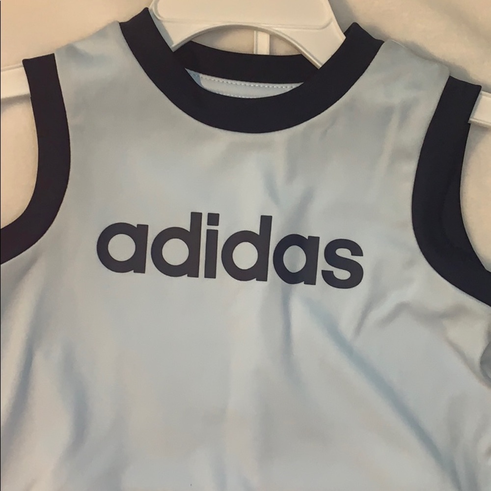 [ Adidas ] Boy’s Light Blue Tank & Shorts Set NWT - Picture 3 of 5